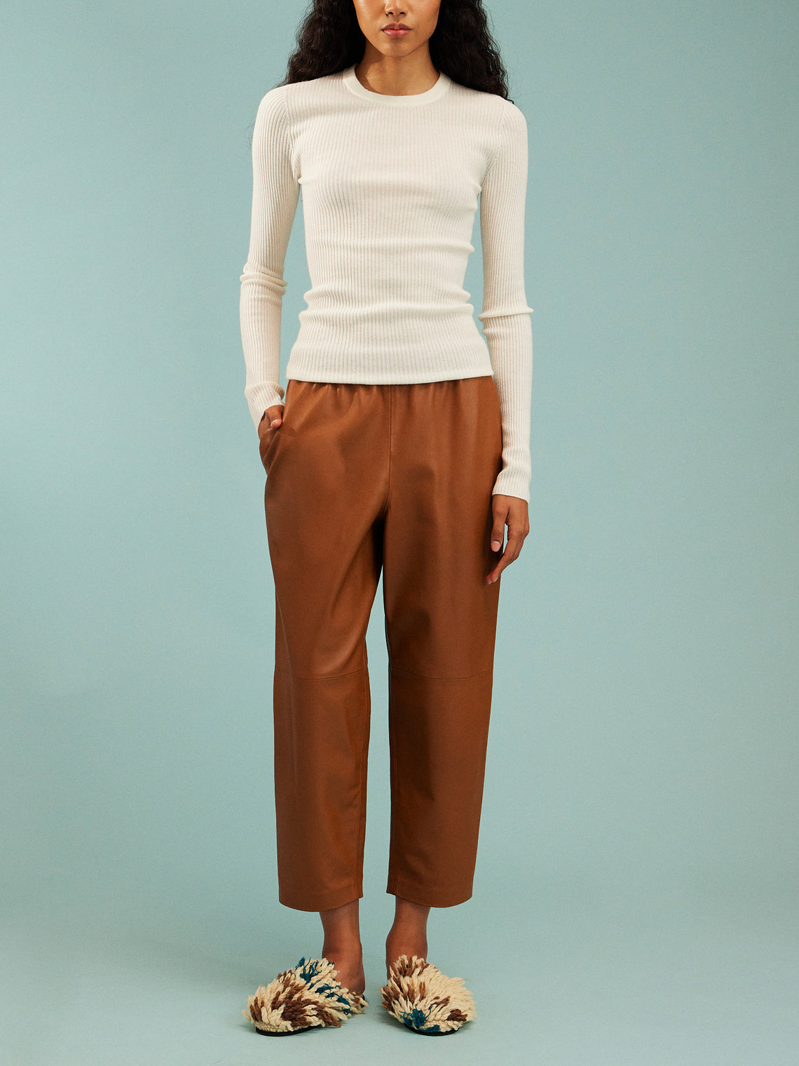 Arch4 - Celeste Baby Goat Cashmere Long-Sleeved Top | Size: S - Cream - ABASK