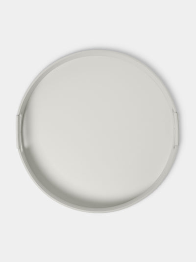 RUDI - Ginepro Leather Round Tray (16.5in/42.5cm) - White - ABASK - 