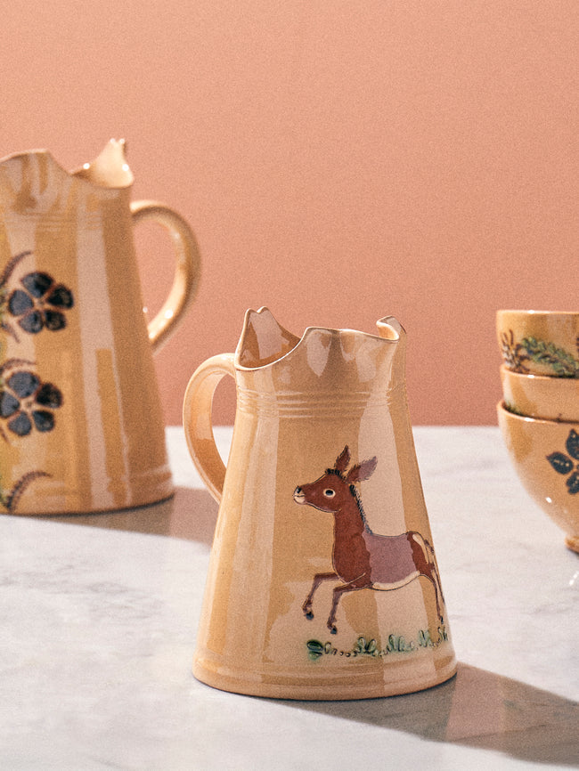 Poterie d’Évires - Donkeys Hand-Painted Ceramic Milk Jug - Cream - ABASK