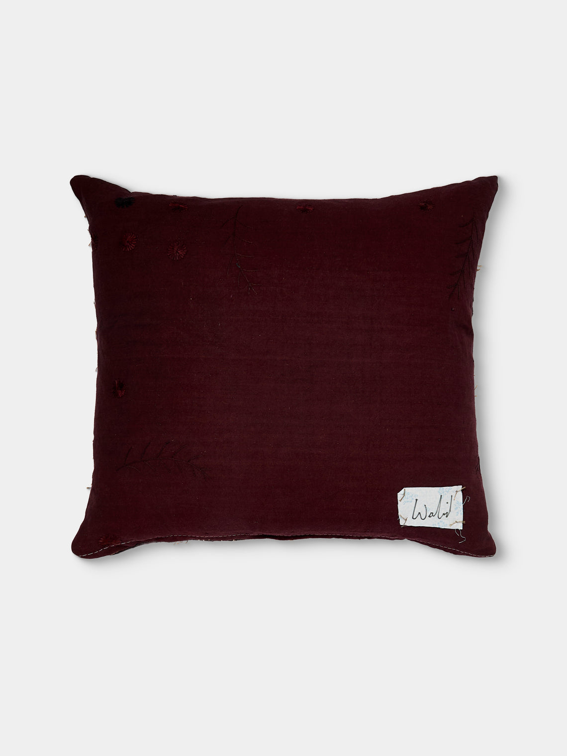 By Walid - 18th-Century Tapestry Wool and 1920s Embroidered Linen Pillow (19.5in/50cm) - Multiple - ABASK
