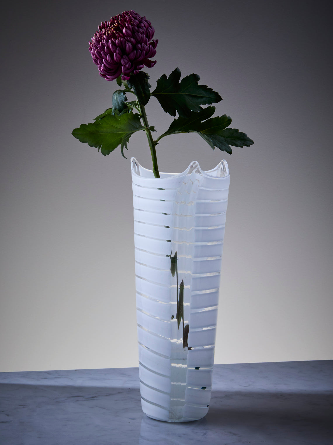 Antique and Vintage - 1970s Angel Wing Glass Vase (12.5in/32cm) - White - ABASK