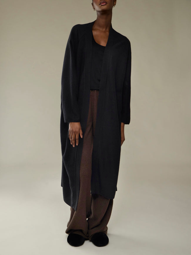 Dusan - Cashmere Long  Cardigan | One Size - Black - ABASK