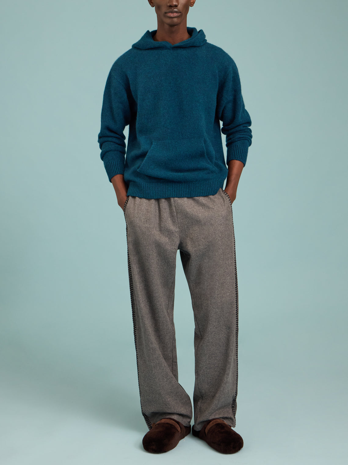The Elder Statesman - Relaxed Cashmere Hoodie | Size: M - Blue - ABASK