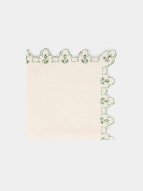 Borgo delle Tovaglie - Amalfi Embroidered Linen Napkins (Set of 4) - Natural - ABASK - 
