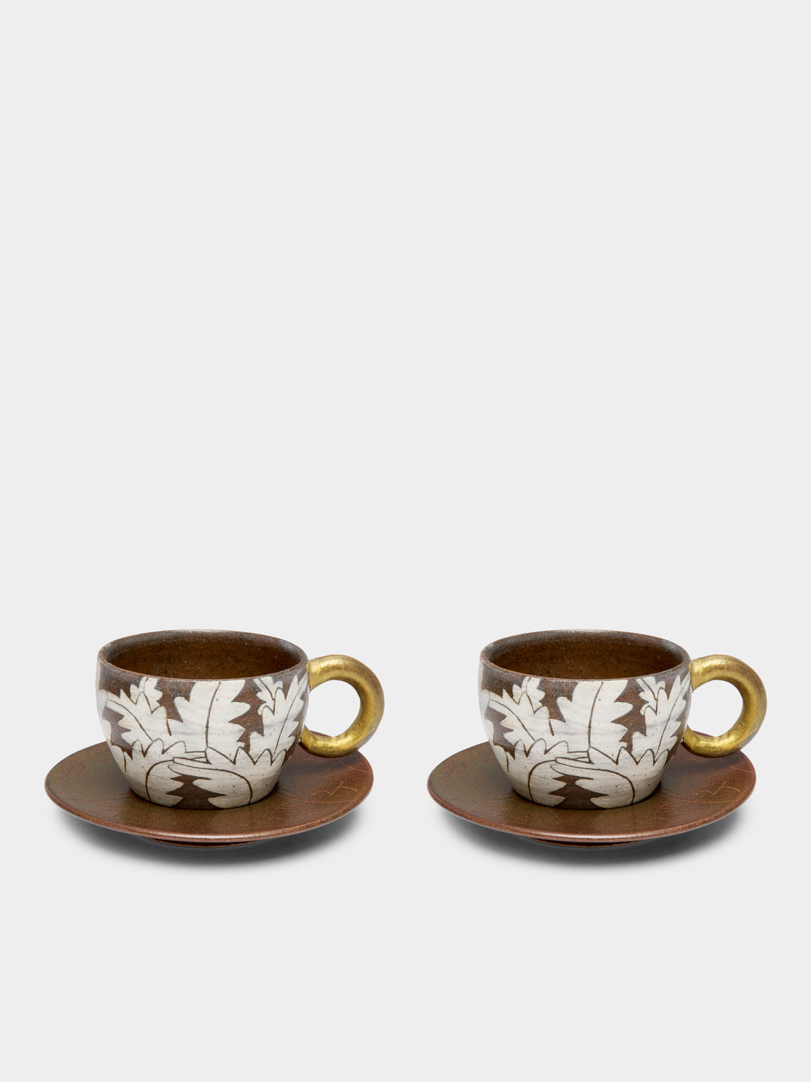 Na Yong-hwan - Peony Buncheong  Espresso Cup and Saucer (Set of 2) - Brown - ABASK 