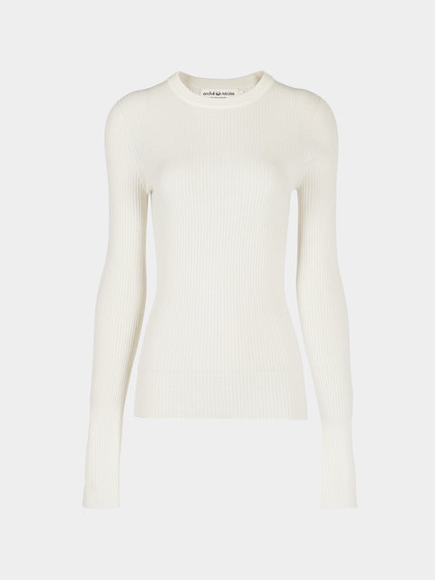 Arch4 - Celeste Baby Goat Cashmere Long-Sleeved Top | Size: S - Cream - ABASK - 