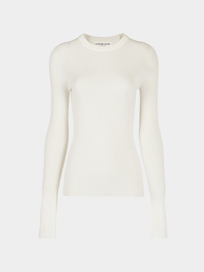 Arch4 - Celeste Baby Goat Cashmere Long-Sleeved Top | Size: S - Cream - ABASK - 