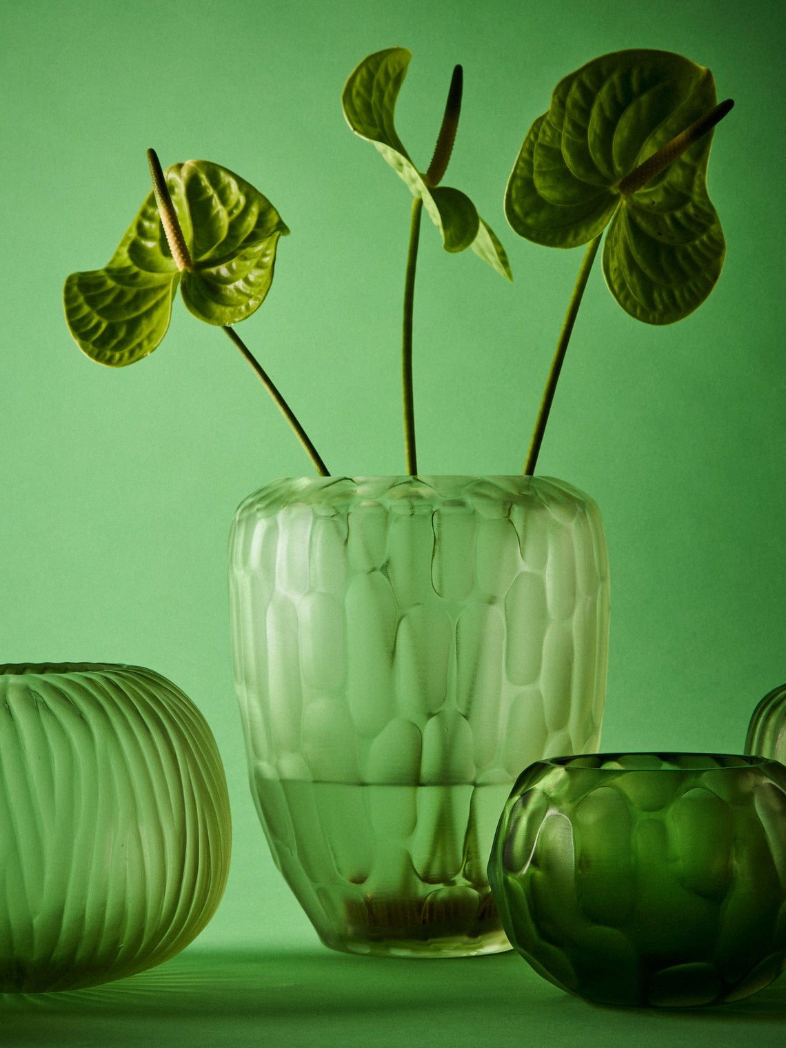 Micheluzzi Glass - Goccia Verdino Bamboo Hand-Blown Murano Glass Vase (9in/23cm) - Green - ABASK