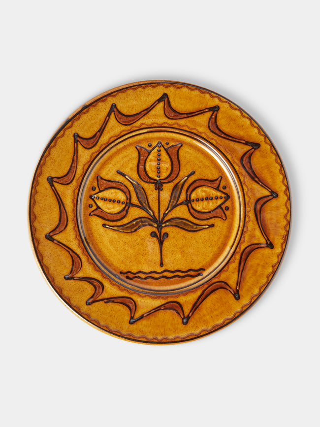 Fitch & McAndrew - Tulip Trio Slipware Serving Plate (13.2in/33.5cm) - Orange - ABASK - 