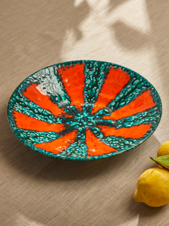 Antique and Vintage - Mid-Century Ceramic Decorative Plate - Orange - ABASK