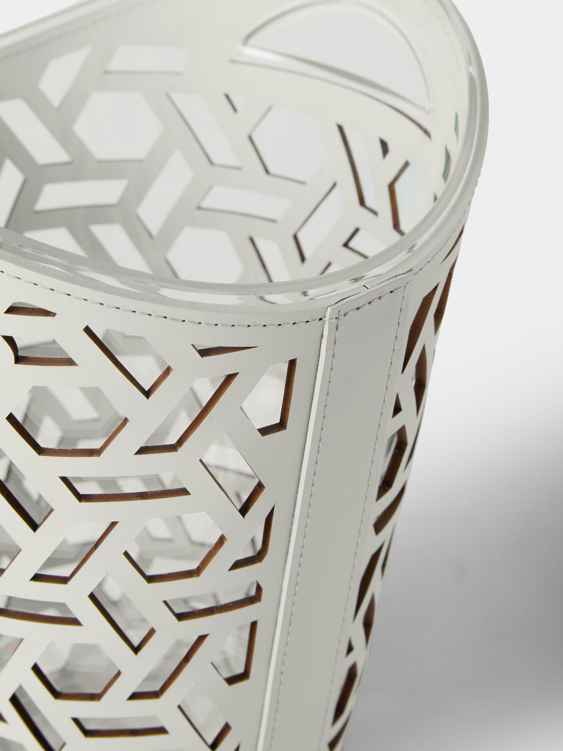 RUDI - Cortina Leather Small Champagne Bucket - White - ABASK