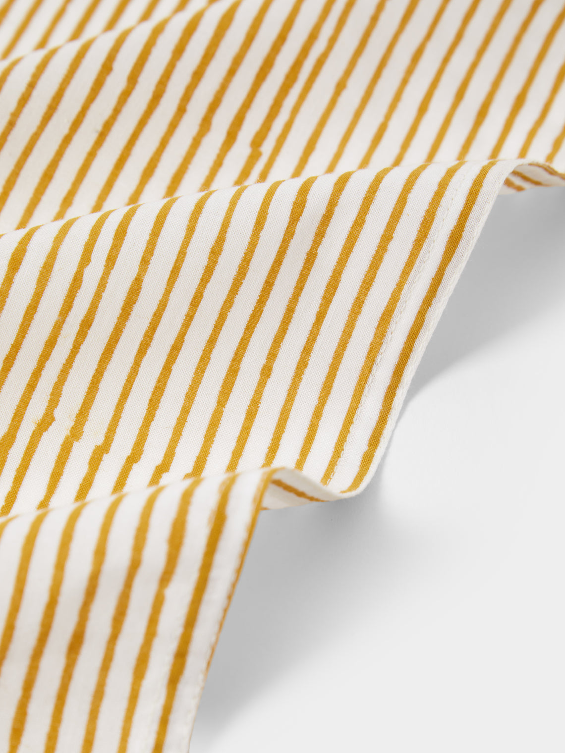 Chamois - | Set of 8 | Stripe Block-Printed Cotton Napkins - Yellow - ABASK