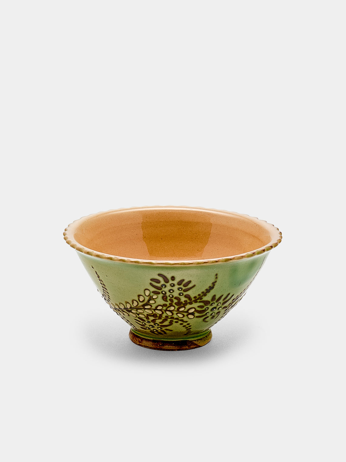 Poterie d’Évires - Flowers Hand-Painted Ceramic Small Fluted Bowls (Set of 8) - Green - ABASK