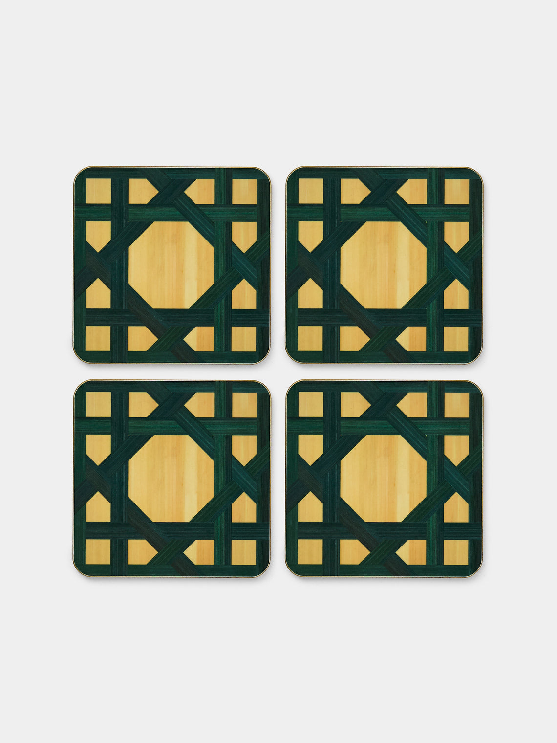 HestiaLiving - Epoch Wood Coasters (Set of 4) - Dark Green - ABASK - 