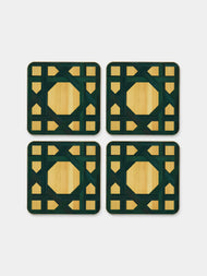 HestiaLiving - Epoch Wood Coasters (Set of 4) - Dark Green - ABASK - 