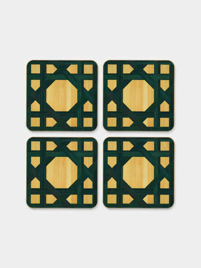 HestiaLiving - Epoch Wood Coasters (Set of 4) - Dark Green - ABASK - 