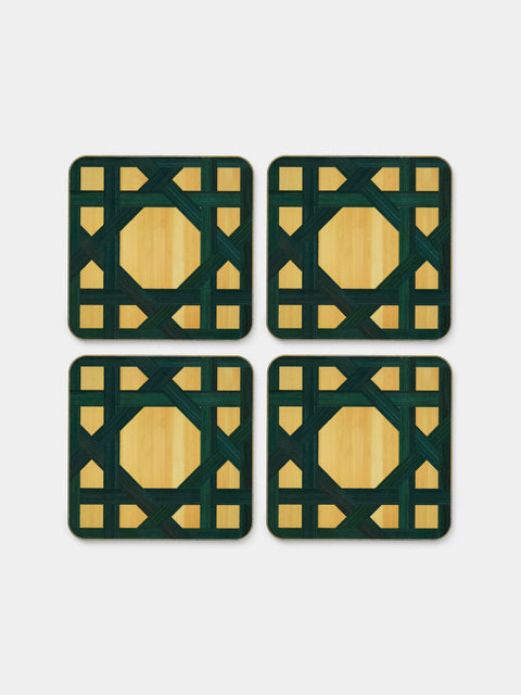 HestiaLiving - Epoch Wood Coasters (Set of 4) - Dark Green - ABASK - 