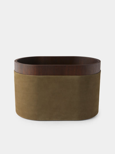 Riviere - Dama Walnut and Suede Magazine Rack - Green - ABASK - 