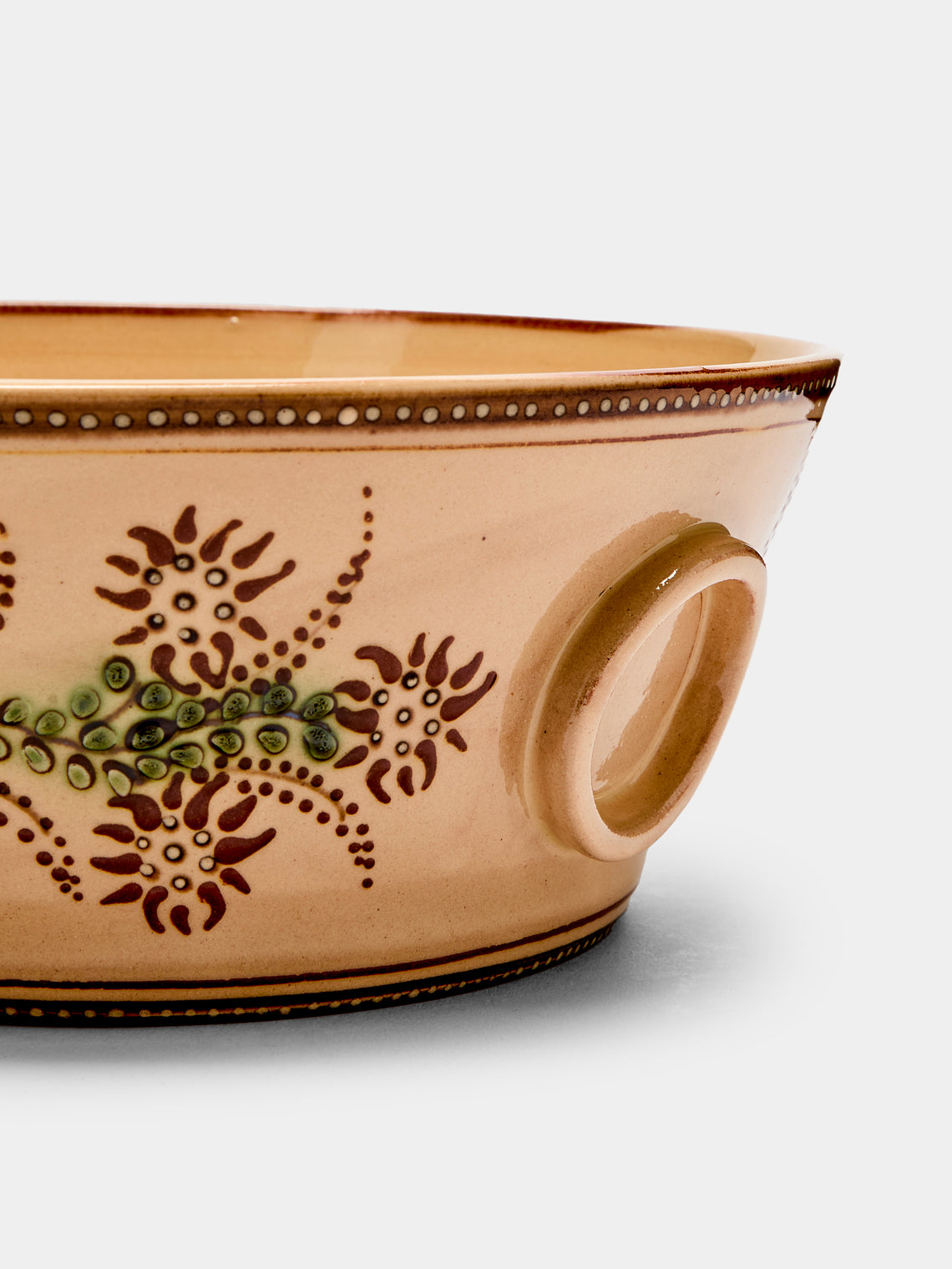 Poterie d’Évires - Flowers Hand-Painted Ceramic Handled Serving Dish -  - ABASK