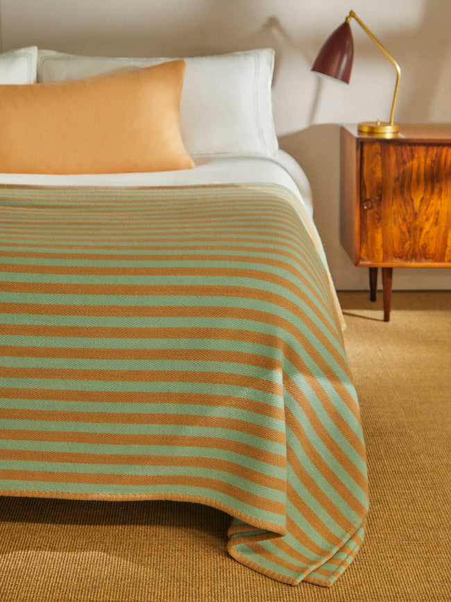 Studio Shamshiri x ABASK - Handwoven Cashmere Striped Bed Blanket (79in/2m x 59in/1.5m) - Multiple - ABASK