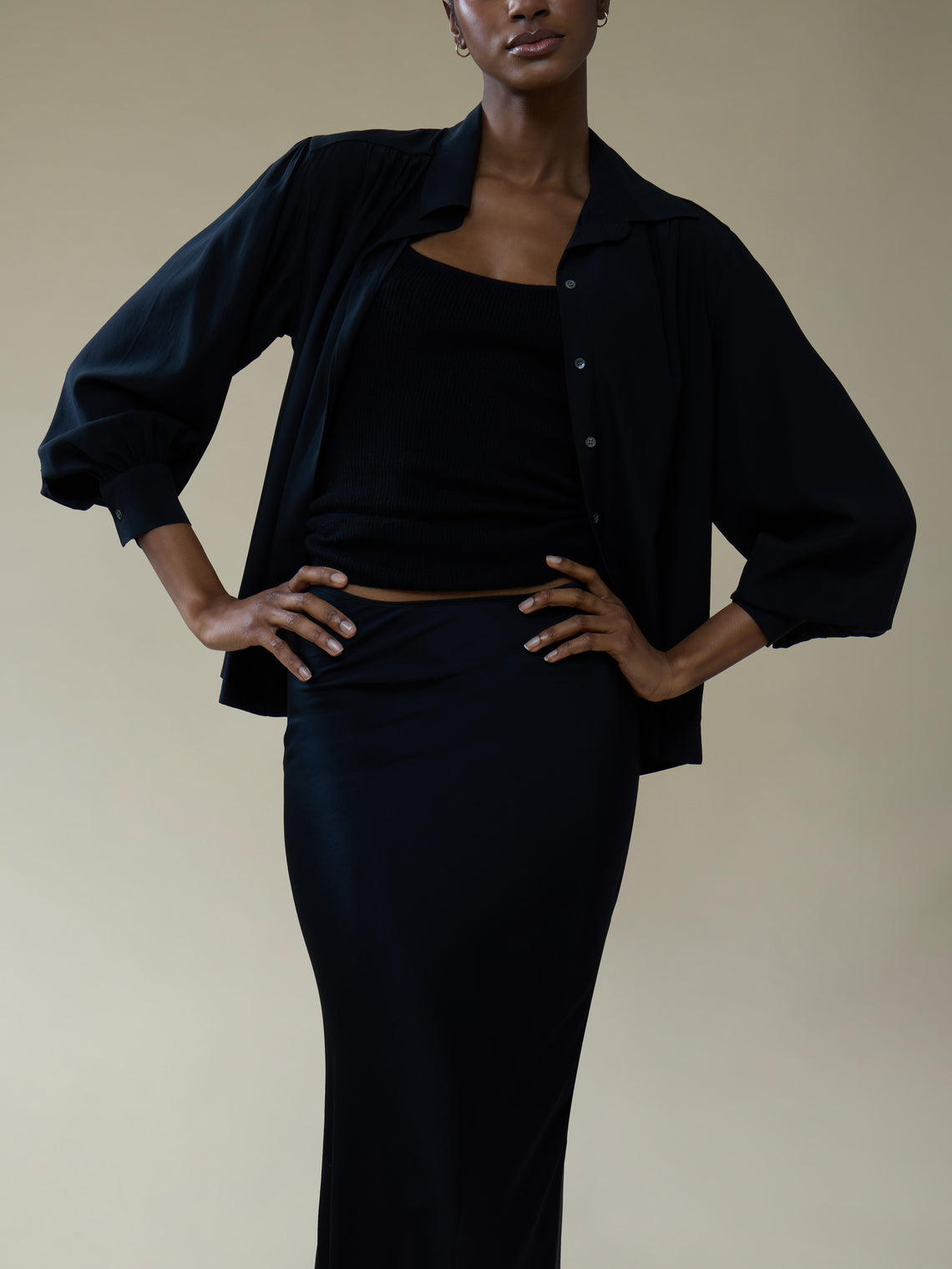 Ryan Roche - Silk Collared Blouse | Size: S - Black - ABASK