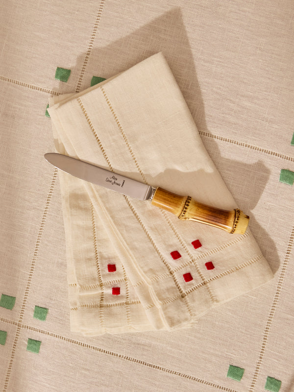 Anut Cairo - Art Deco Hand-Embroidered Linen Napkins (Set of 4) -  - ABASK