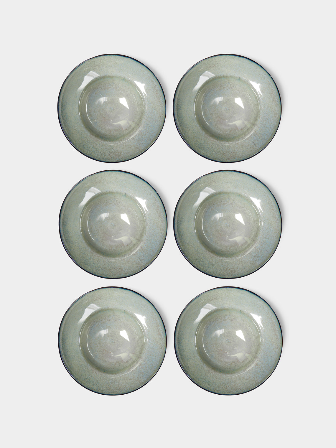 Mervyn Gers Ceramics - Hand-Glazed Ceramic Large Deep Bowls (Set of 6) - Blue - ABASK