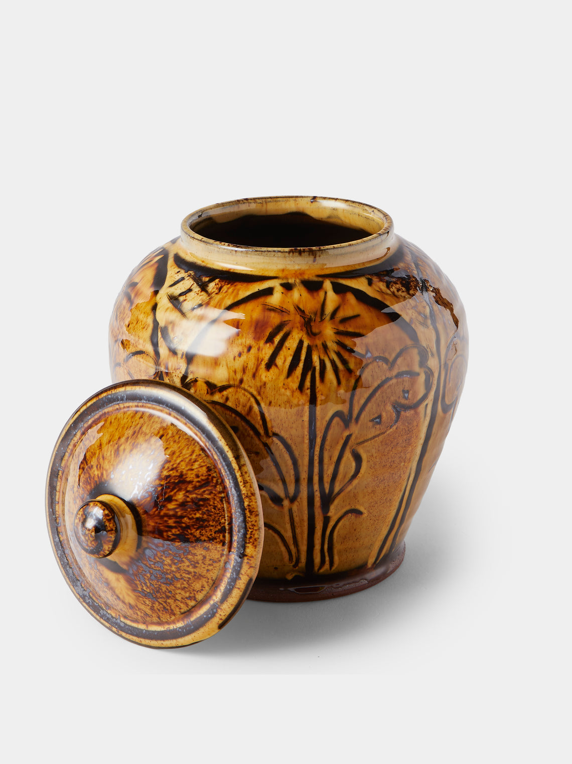 Fitch & McAndrew - Dandelion Slipware Medium Lidded Jar - Orange - ABASK