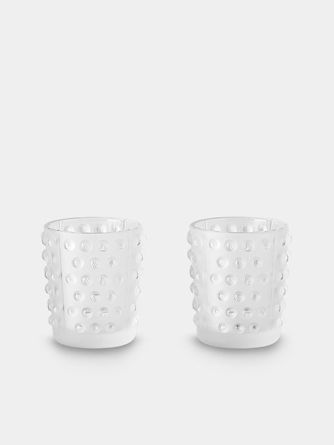 Lalique - | Set of 2 | Mossi Crystal Votives - Clear - ABASK