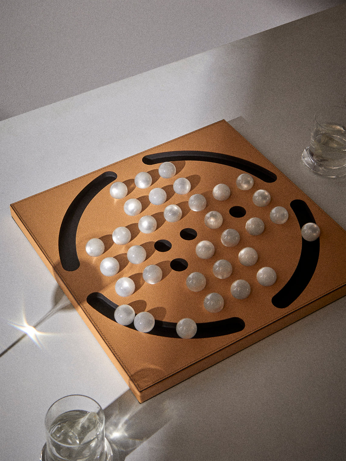 Pinetti - Leather Peg Solitaire Set - Beige - ABASK