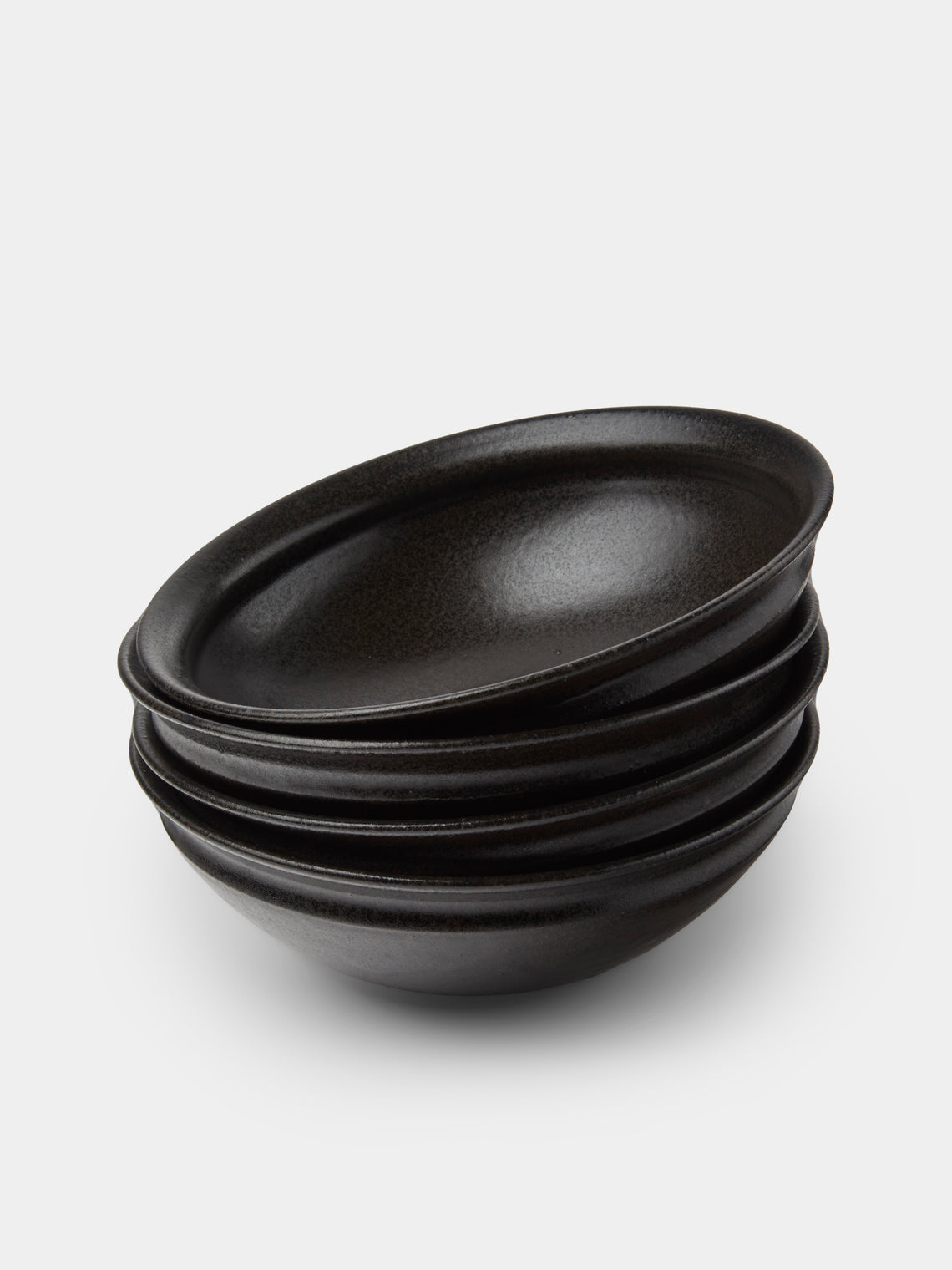 Fuminari Araga - Kohiki Slipware Shallow Bowls – 6in/15cm (Set of 4) - Black - ABASK