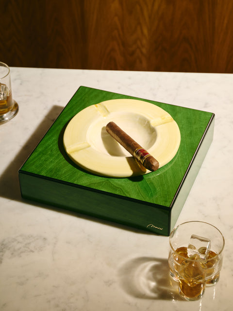 Morici - Roma Wood Ashtray - Green - ABASK