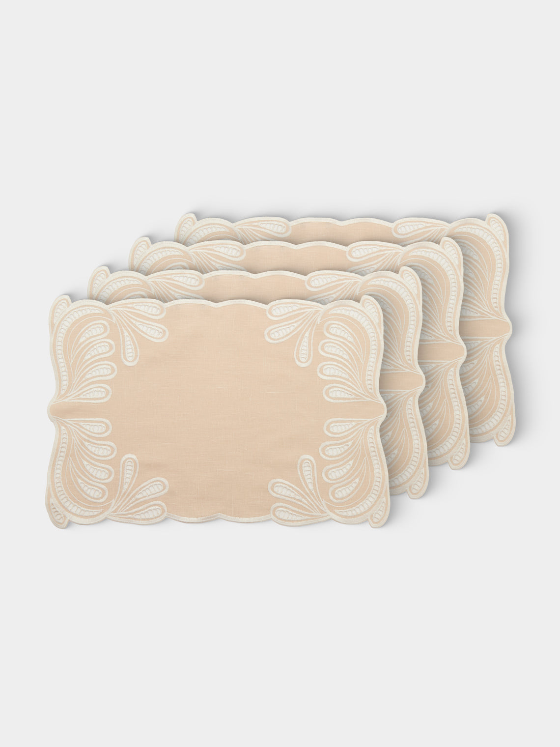 Borgo delle Tovaglie - Tecla Embroidered Linen Placemats (Set of 4) - Natural - ABASK