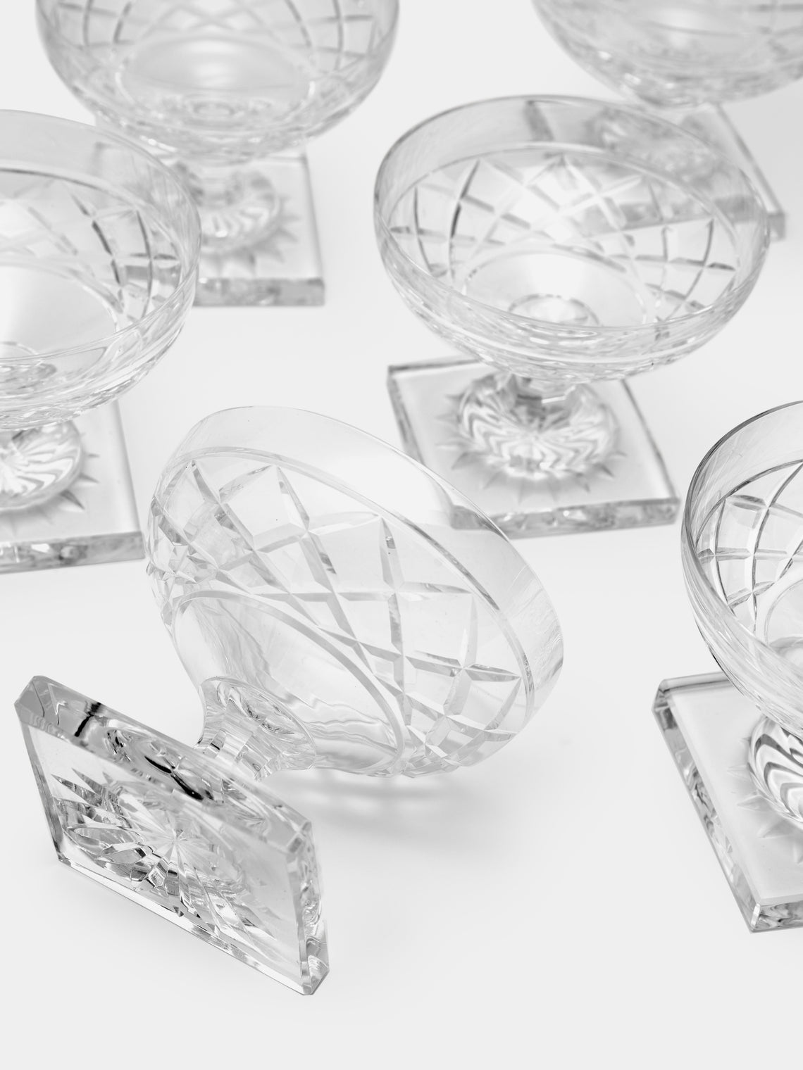 Antique and Vintage - 1930s Val Saint Lambert Crystal Champagne Coupes (Set of 8) -  - ABASK