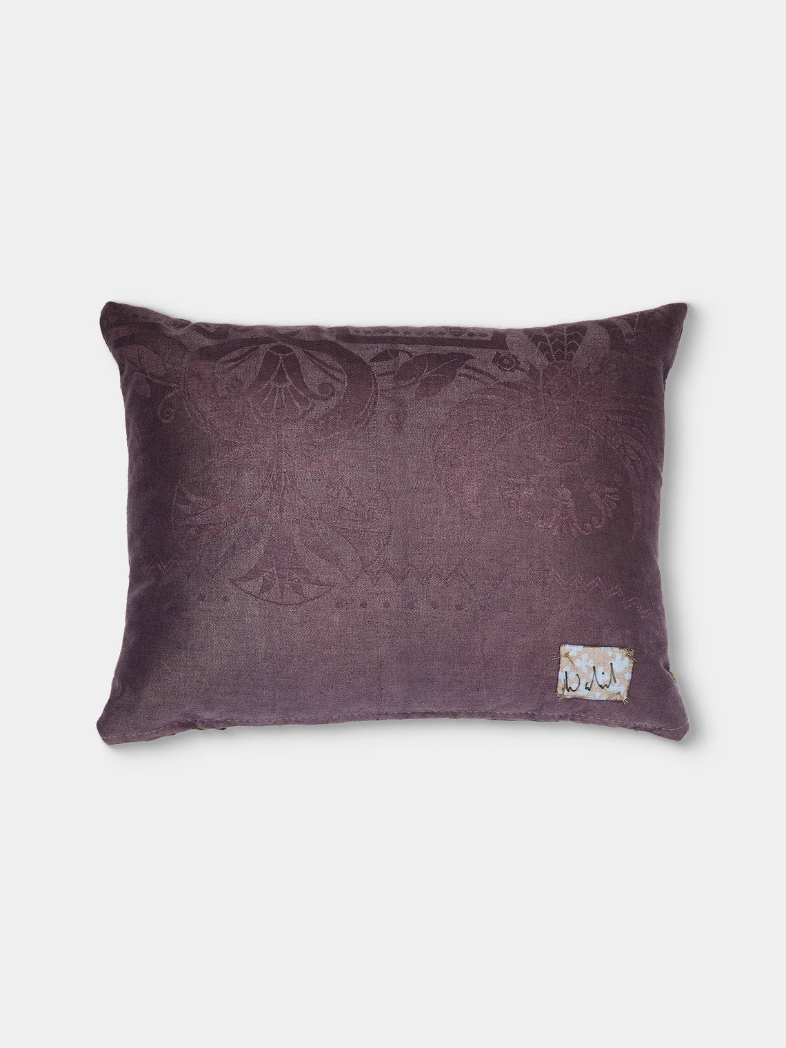 By Walid - 19th-Century Silk Embroidery Damask Pillow (17.5in/45cm) - Multiple - ABASK