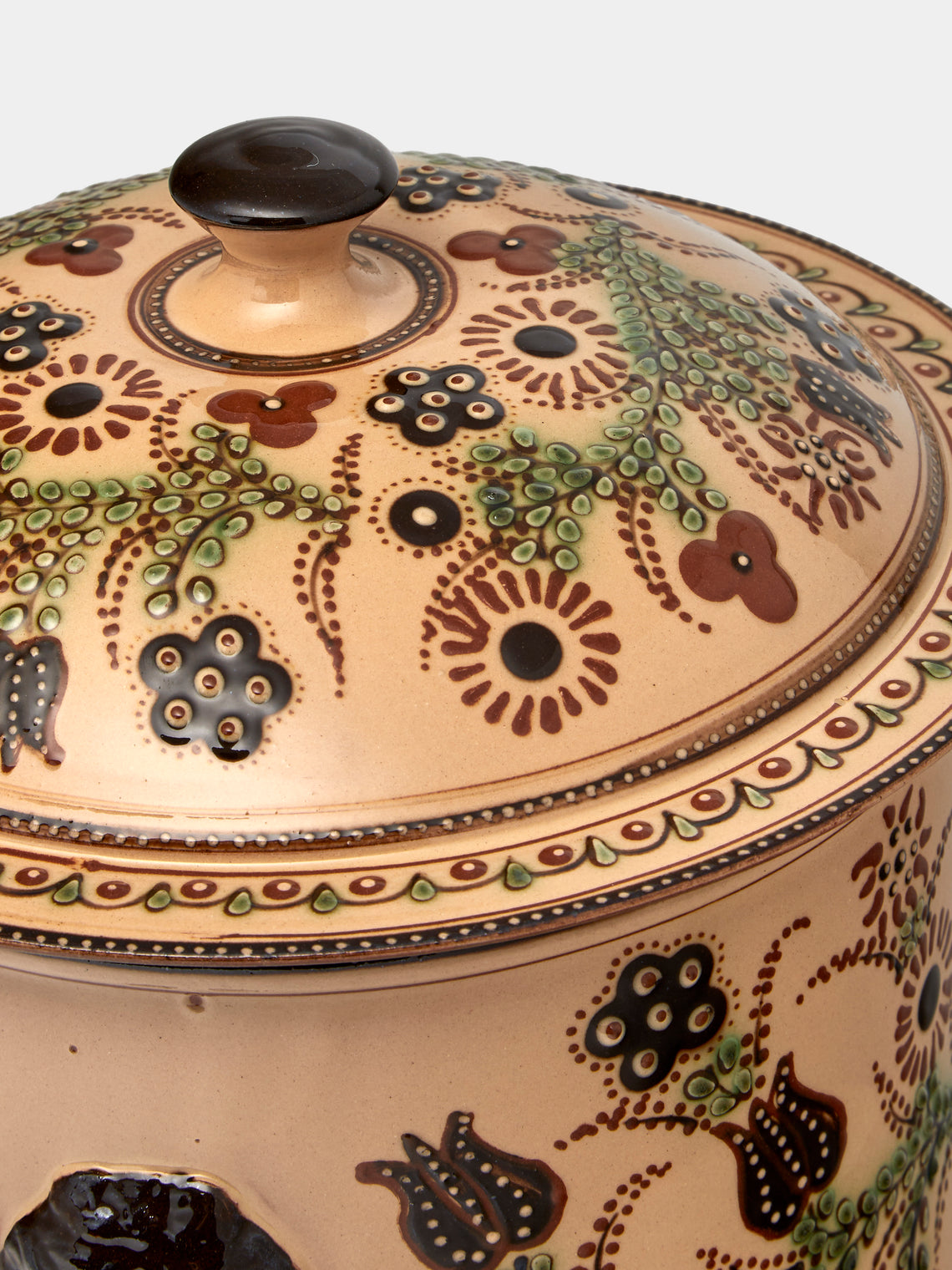 Poterie d’Évires - Flowers and People Hand-Painted Ceramic Extra Large Pot - Cream - ABASK