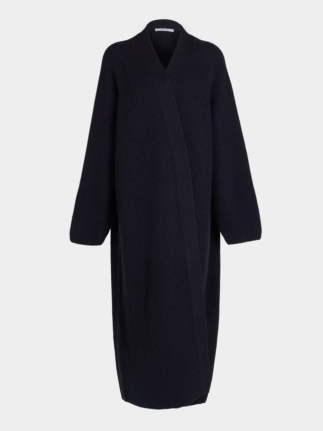 Dusan - Ribbed Wool Long Cardigan | One Size - Navy - ABASK - 