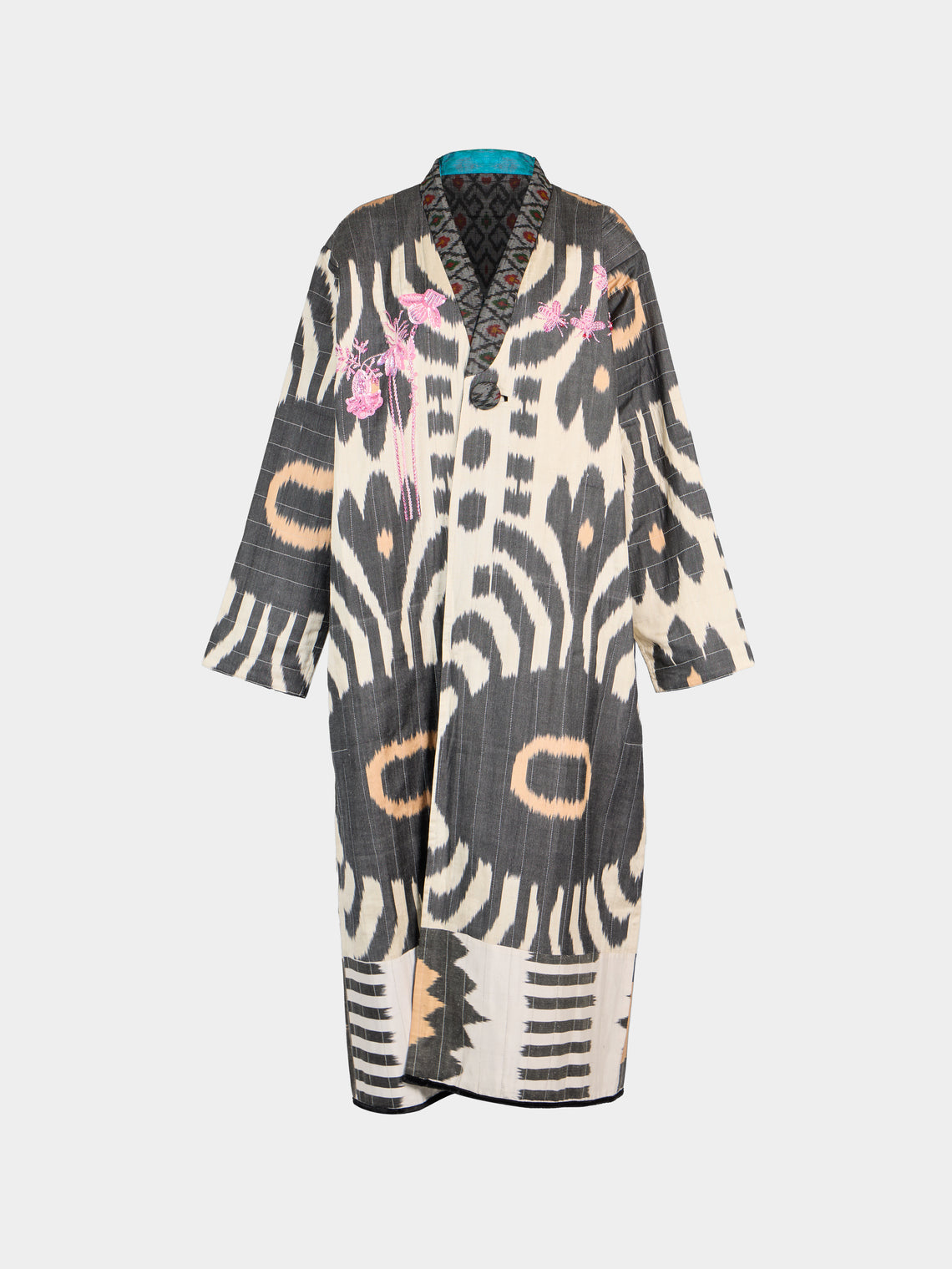 Nazzy Beglari - Hand-Loomed Ikat Cotton Reversible Chapan-Style Robe | One Size - Multiple - ABASK