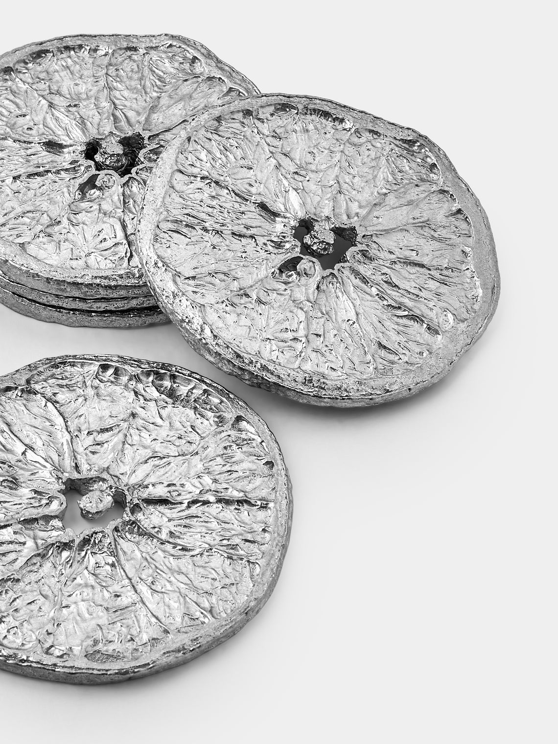 Seikado - Orange Slice Pewter Coasters (Set of 5) - Orange - ABASK