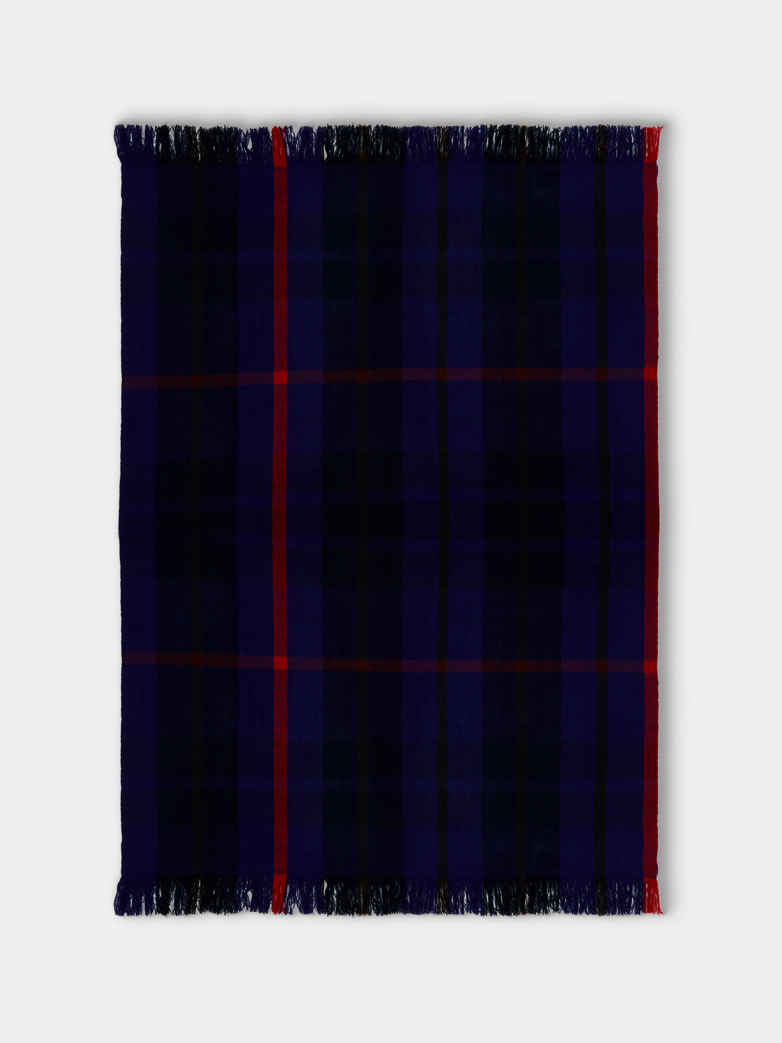 Otherways - Handwoven Yak Check Blanket (79in/2m) - Blue - ABASK - 