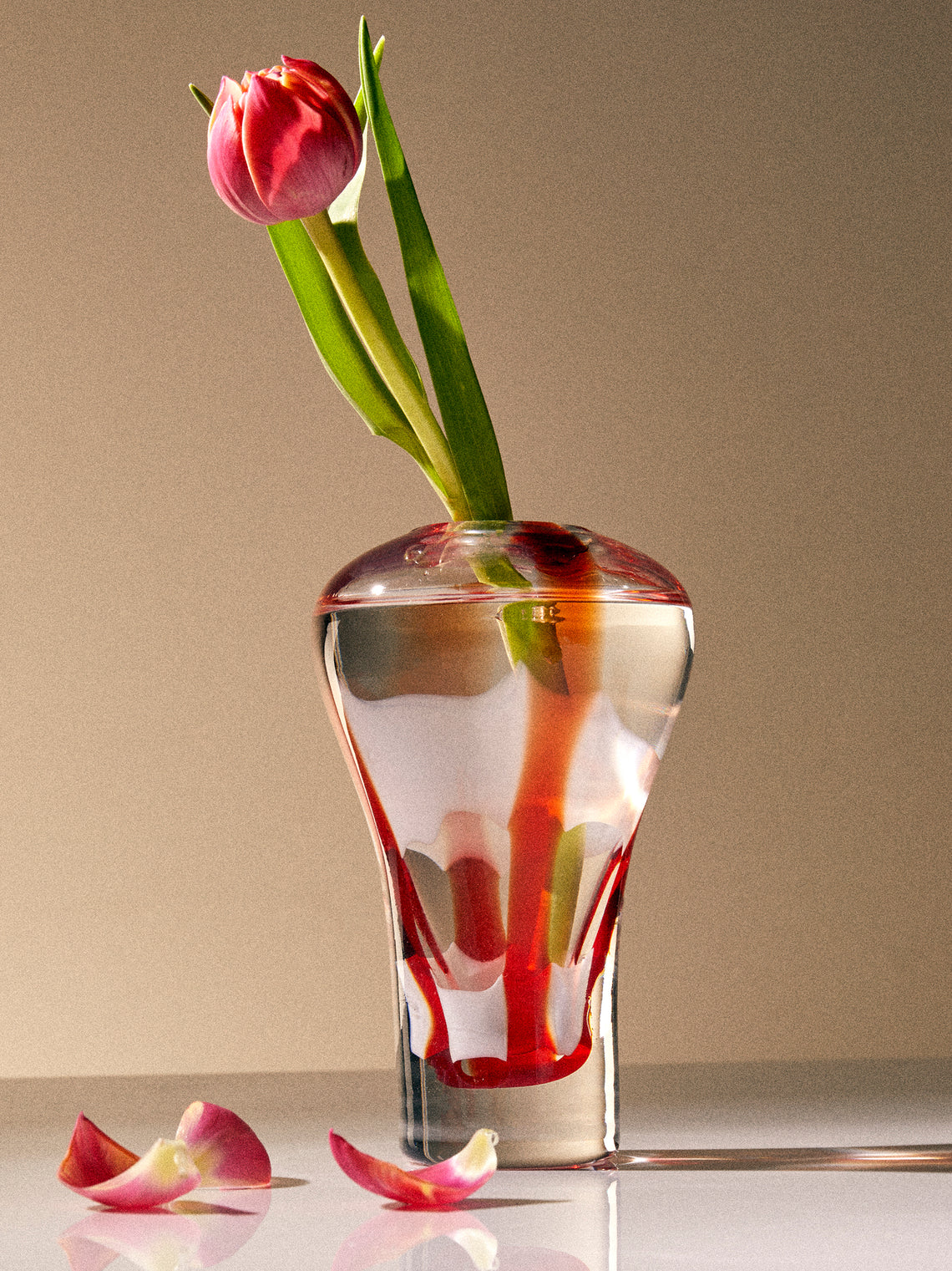 Antique and Vintage - 1960s Guzzini Murano Glass Bud Vase (5.5in/13.5cm) - Red - ABASK