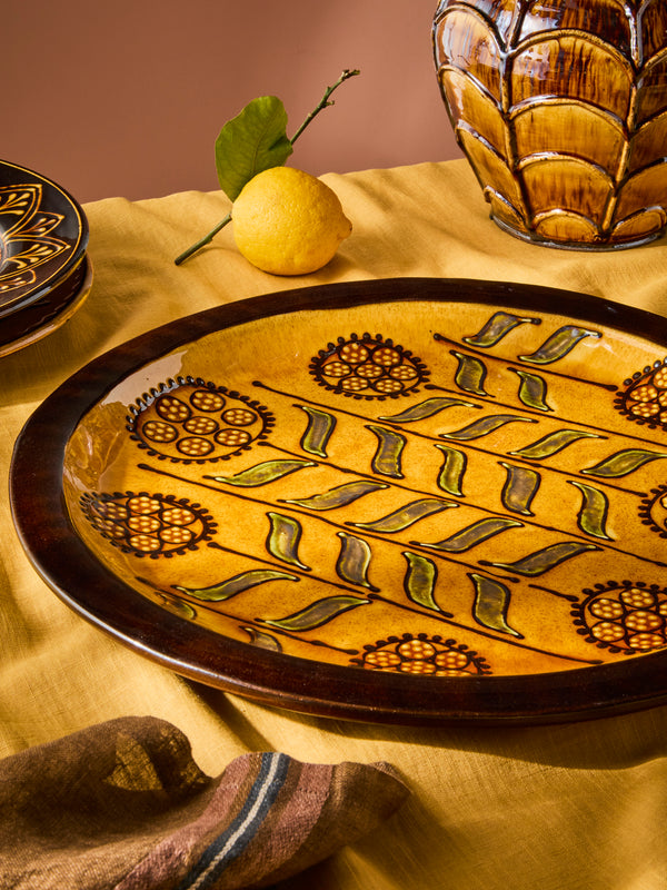 Fitch & McAndrew - Lollypop Flower Slipware Platter - Orange - ABASK