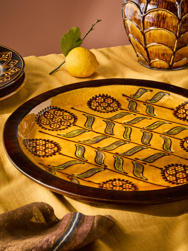 Fitch & McAndrew - Lollypop Flower Slipware Platter - Orange - ABASK