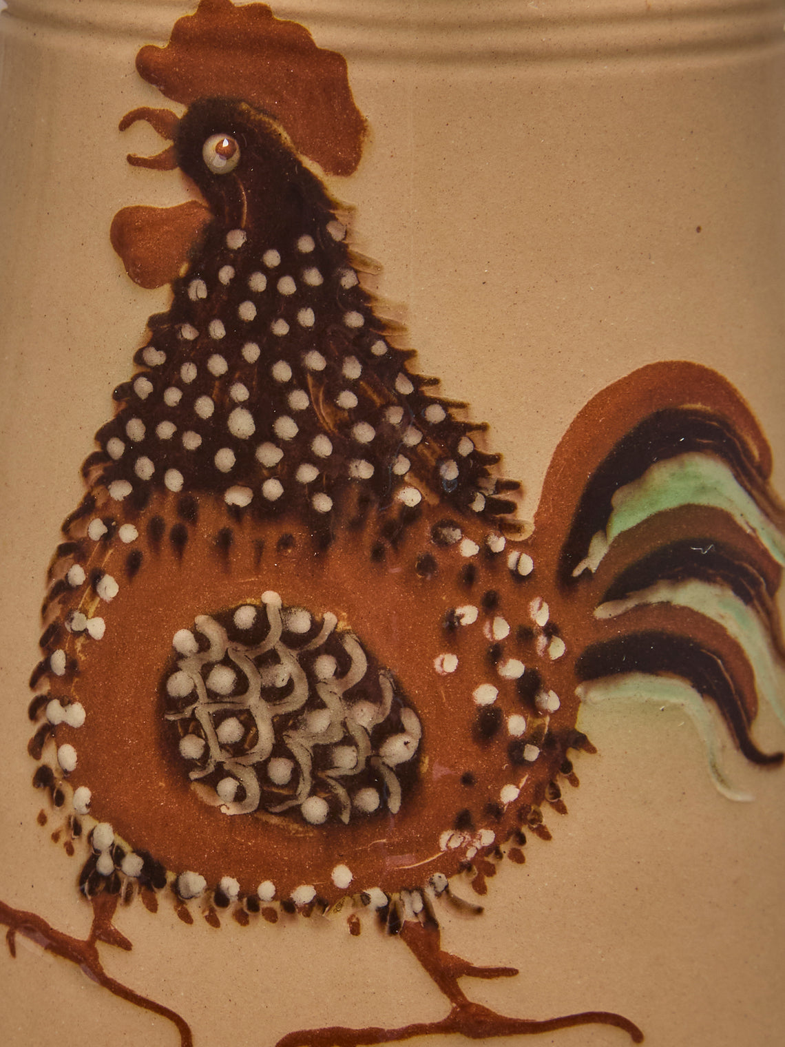 Poterie d’Évires - Chickens Hand-Painted Ceramic Petite Milk Jug - Cream - ABASK
