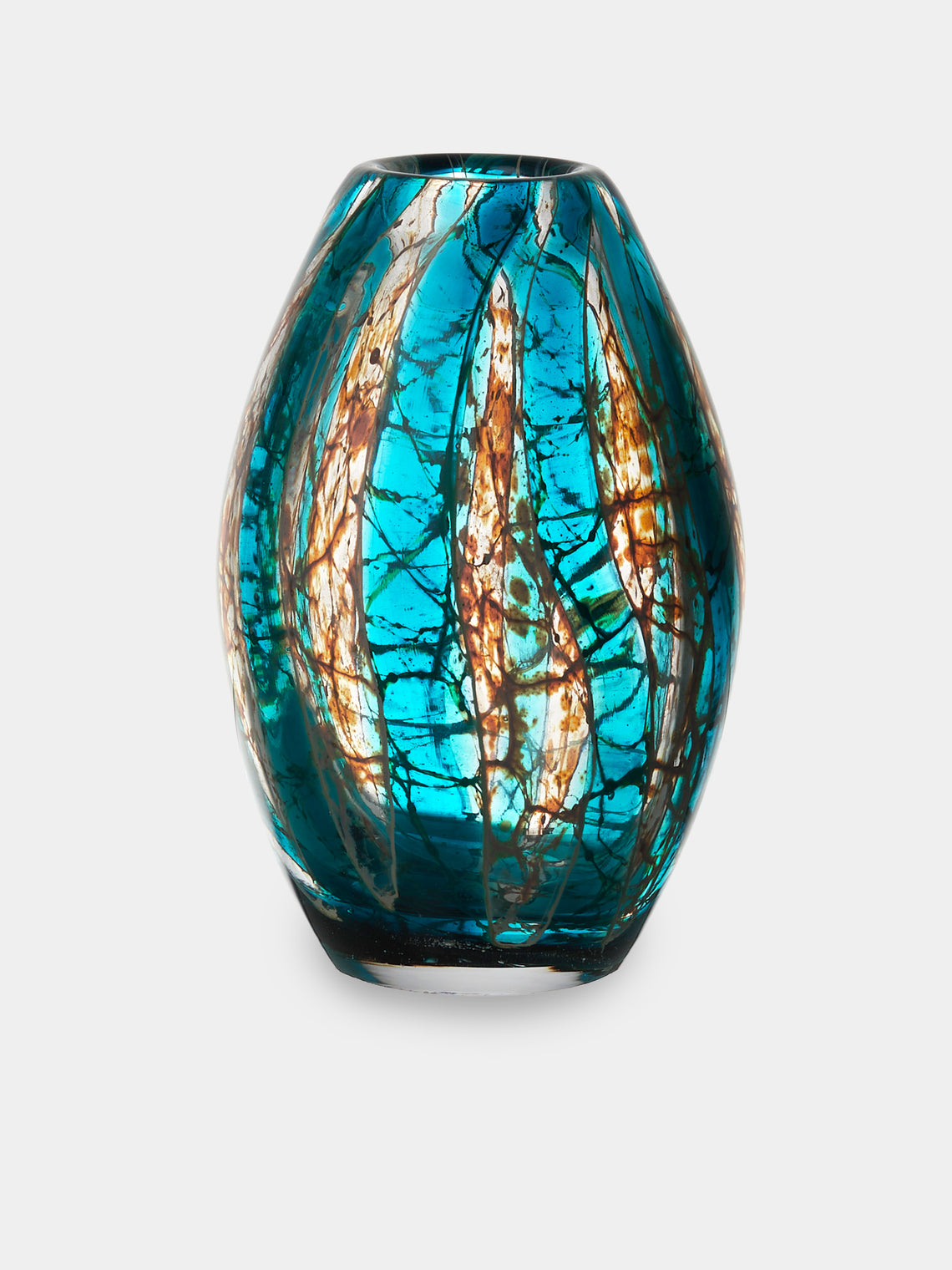 Antique and Vintage - Mid-Century Glass Vase (6in/15.5cm) - Blue - ABASK - 
