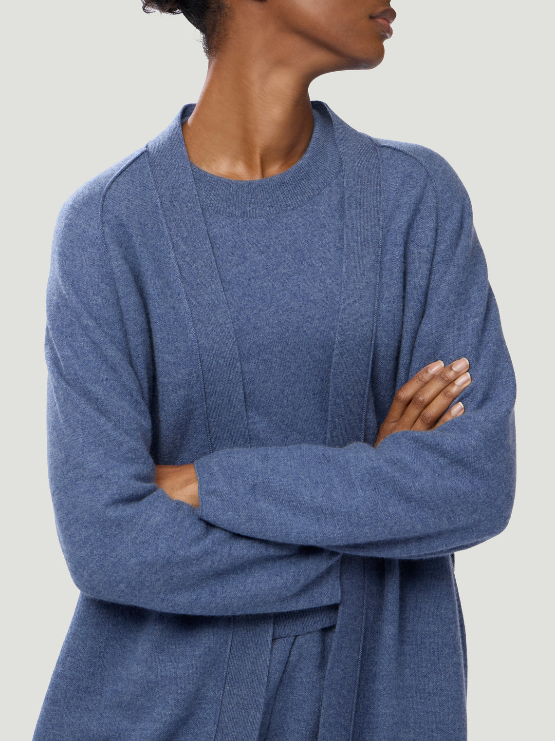 Dusan - Cashmere Long  Cardigan | One Size - Blue - ABASK