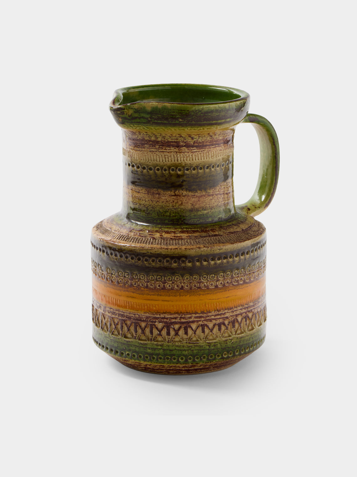 Antique and Vintage - 1960s Bitossi Sahara Ceramic Jug - Green - ABASK