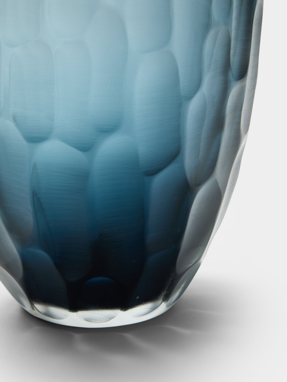 Micheluzzi Glass - Goccia Oceano Bamboo Hand-Blown Murano Glass Vase (9in/23cm) - Blue - ABASK