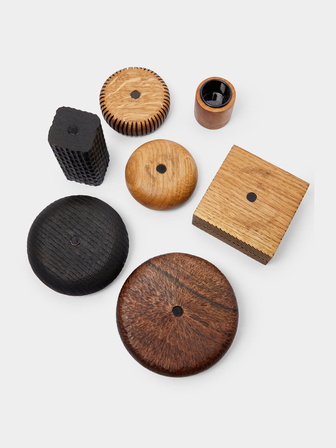 Lucas Castex - Hand-Engraved Wood Candlesticks (Set of 3) -  - ABASK