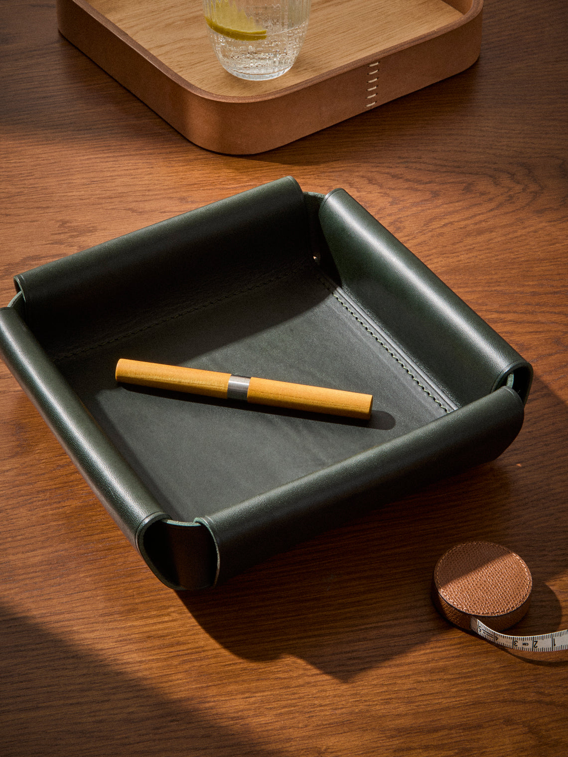 Otzi Studio - Assembly Leather Valet Tray (10in/26cm) - Green - ABASK